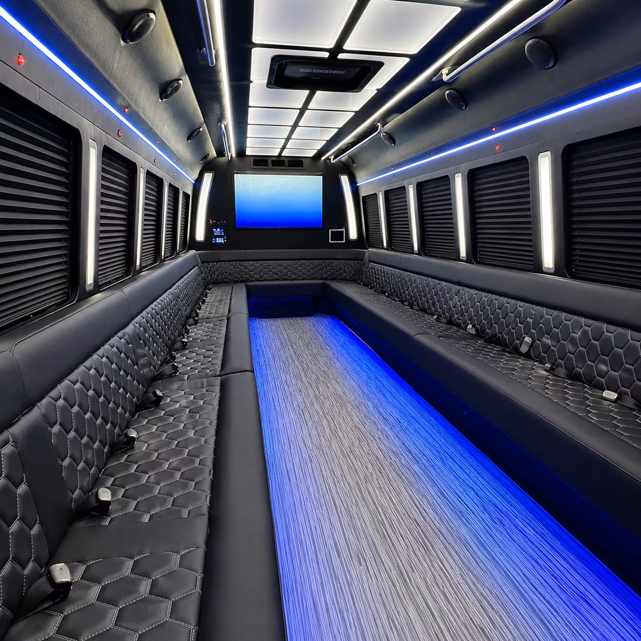 lees summit 50 passenger party bus inside