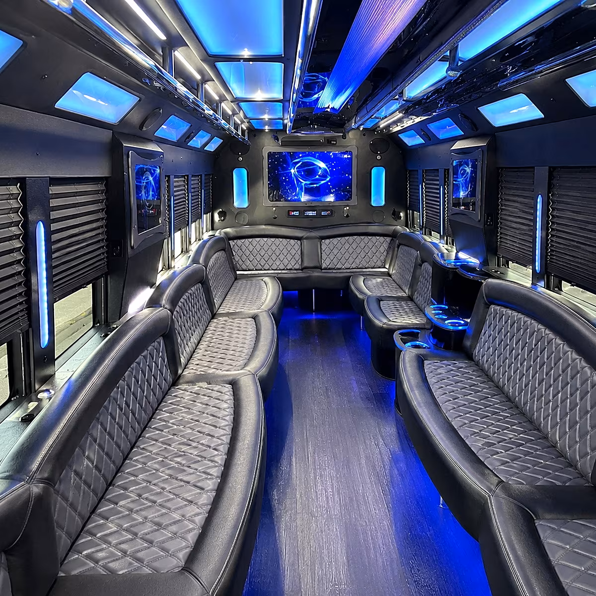 lees summit 50 passenger party bus interior